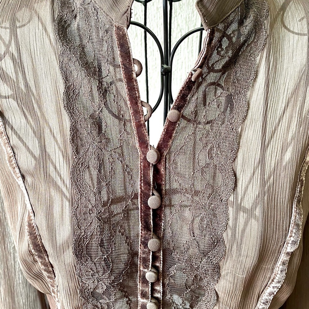 Gorgeous deep brown sheer lace shirt